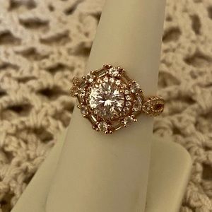 White sapphire rose gold over sterling ring